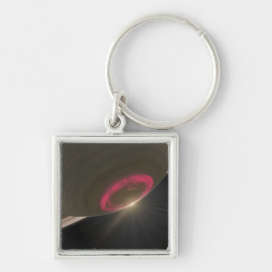 A cherry-red aurora key ring