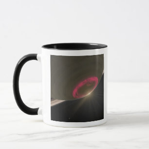 A cherry-red aurora mug