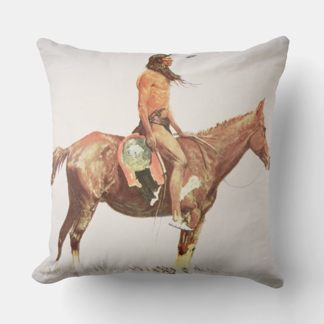 A Cheyenne Brave, 1901 (colour litho) Cushion (Front)