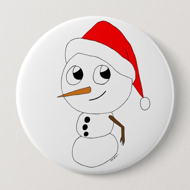a chibi snowman  10 cm round badge (Front)