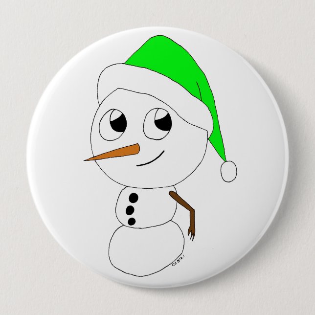 a chibi snowman   10 cm round badge (Front)