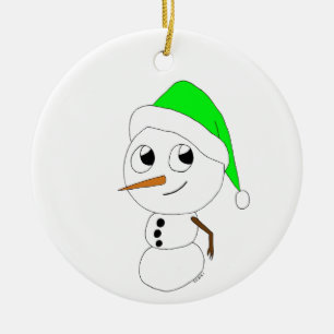 a chibi snowman    ceramic ornament