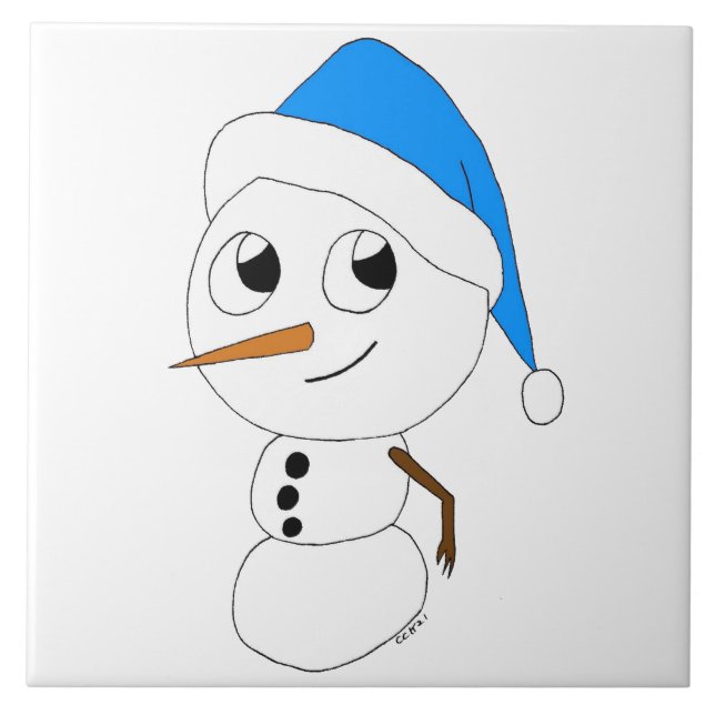 a chibi snowman    ceramic tile (Front)
