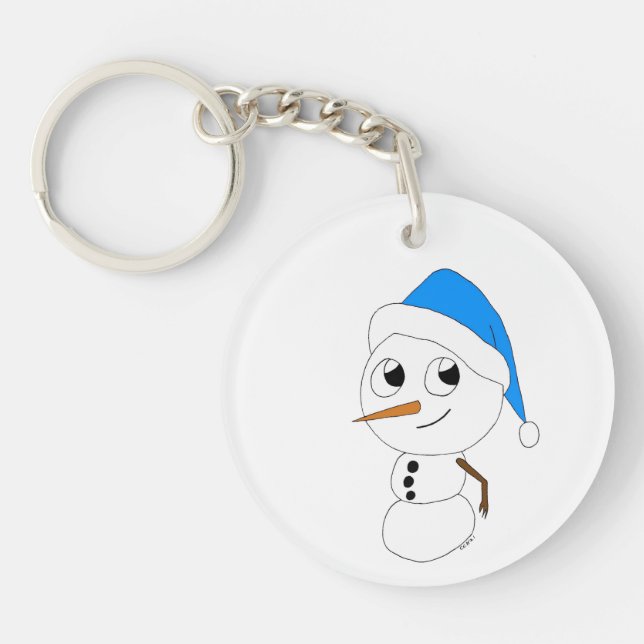 a chibi snowman key ring (Front)