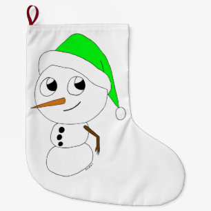 a chibi snowman large christmas stocking