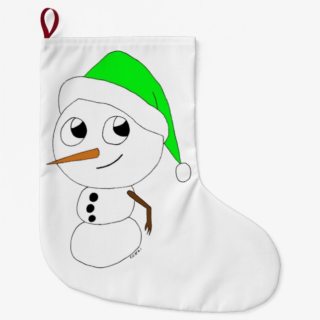 a chibi snowman   large christmas stocking (Front)