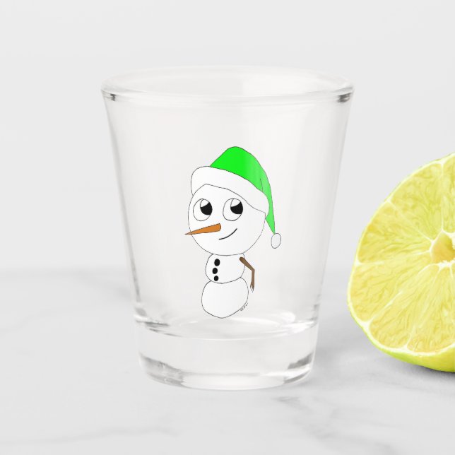 a chibi snowman   shot glass (Front)