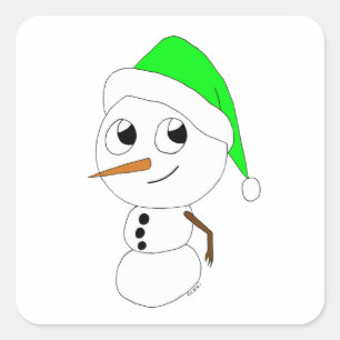 a chibi snowman square sticker