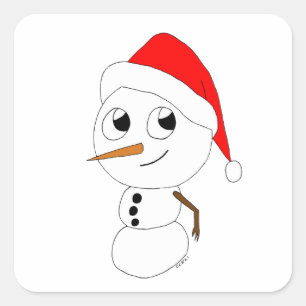 a chibi snowman    square sticker