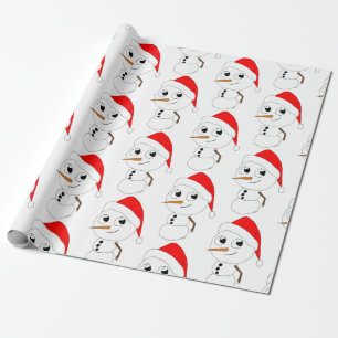 a chibi snowman  wrapping paper