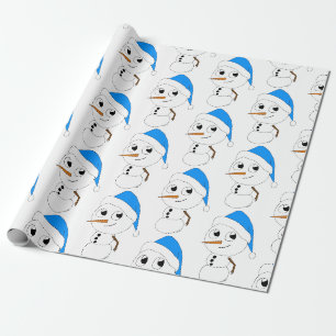 a chibi snowman wrapping paper