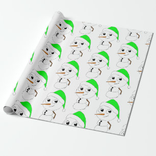 a chibi snowman wrapping paper