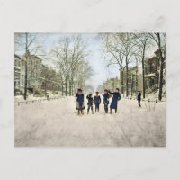 A CHICAGO WINTER LINCOLN PARK 1897 CHILDREN COLOR
