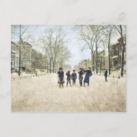 A CHICAGO WINTER LINCOLN PARK 1897 CHILDREN COLOR