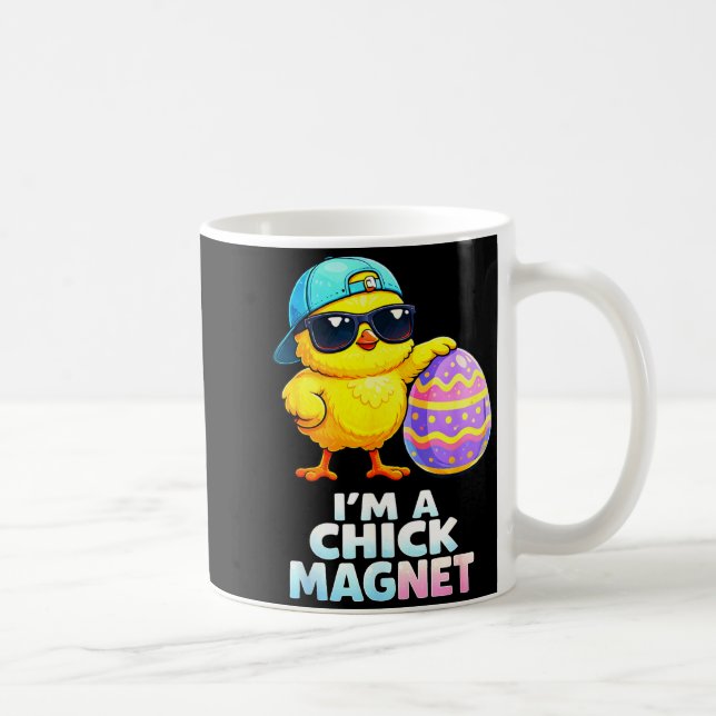 A Chick Magnet Funny Easter Chick Pun for Boys Men Coffee Mug (Right)