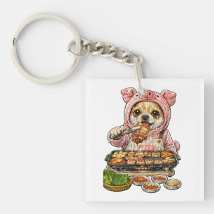 A Chihuahua who loves yakiniku (Japanese BBQ) Key Ring