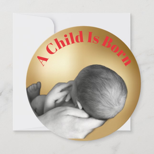 A Child Is Born Gold Holiday Card (Front)