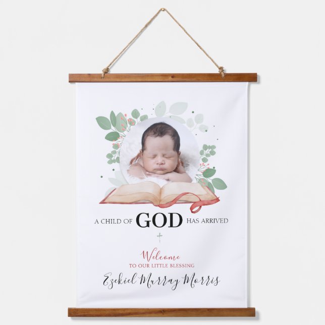 A Child Of God Has Arrived  Hanging Tapestry (Front)