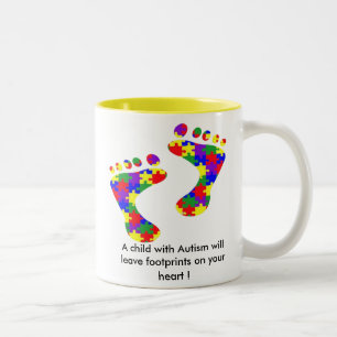 A child with Autism will leave footprints......... Two-Tone Coffee Mug