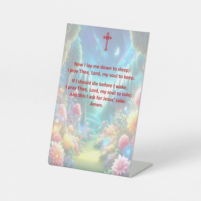 A Child's Bedtime Prayer on a Pedestal Sign (Front)