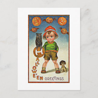 A Child's Spooky Vintage Halloween Postcard