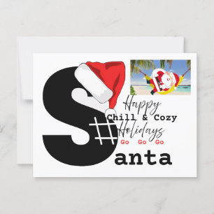 A Chill &Cosy Santa on a beach & game letter Postcard