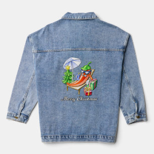 A Chilli Merry Christmas under Sunshade and Tree Denim Jacket