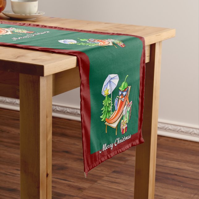 A Chilli Merry Christmas under Sunshade and Tree Short Table Runner (In Situ)