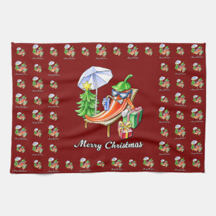 A Chilli Merry Christmas under Sunshade and Tree Tea Towel