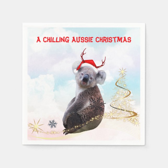 A chilling Aussie Christmas Koala  Napkin (Front)