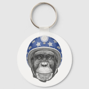 A Chimpanzee Motorcycle Rider Key Ring