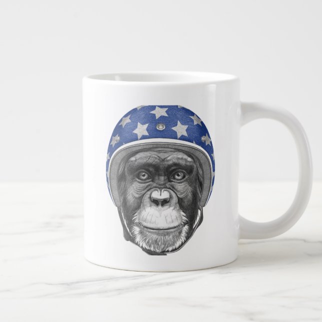 A Chimpanzee Motorcycle Rider Large Coffee Mug (Right)