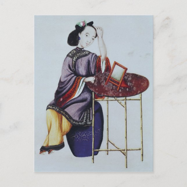 A Chinese Woman Arranging her Hair Postcard (Front)