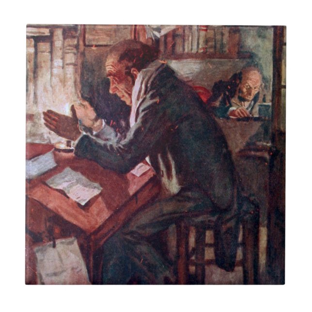 A Christmas Carol: Cratchit and Scrooge Ceramic Tile (Front)