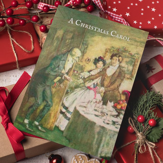 A Christmas Carol Dickens Scrooge Christmas Card (This vintage "A Christmas Carol" invitation shows Scrooge arriving at his nephew's house.)