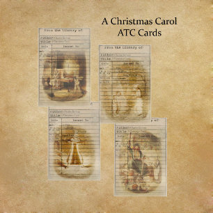 A Christmas Carol Library Cards Scrapbook Paper