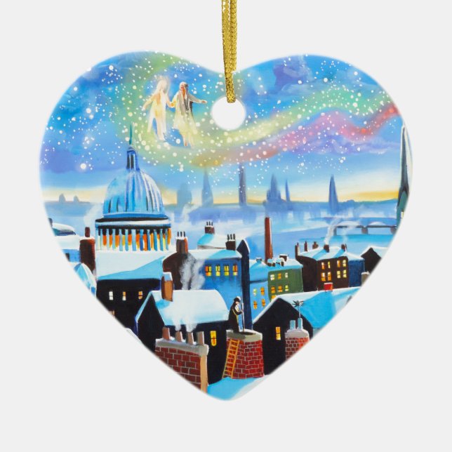 A Christmas Carol Scrooge and ghost of past Ceramic Tree Decoration (Front)