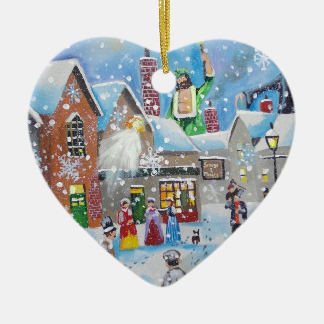 a Christmas Carol Scrooge and the three ghosts Ceramic Tree Decoration (Front)