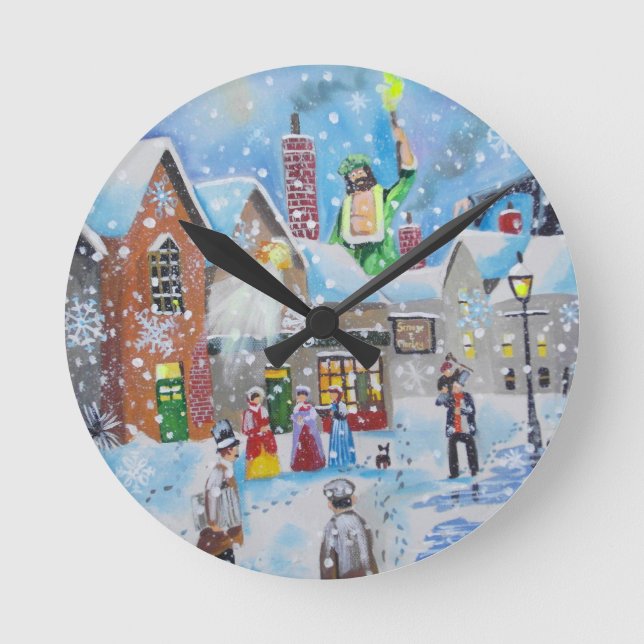 a Christmas Carol Scrooge and the three ghosts Round Clock (Front)