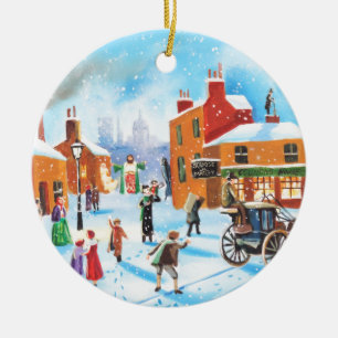 A Christmas Carol Scrooge and Tiny Tim by G Bruce Ceramic Ornament