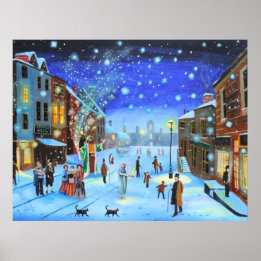 A Christmas Carol Scrooge Winter street scene Poster