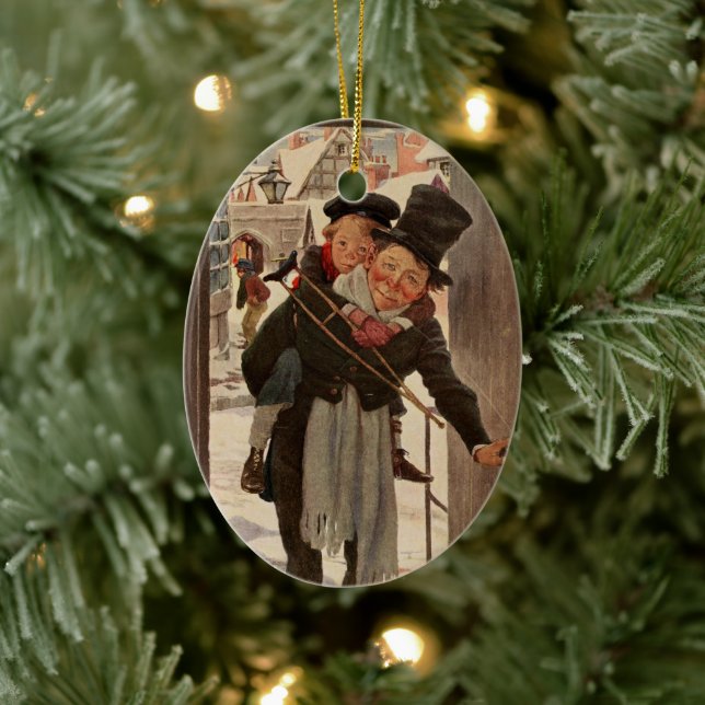 A Christmas Carol: Tim & Mr. Cratchit Ceramic Ornament (Tree)