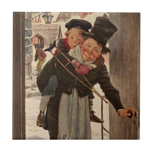 A Christmas Carol: Tim & Mr. Cratchit Ceramic Tile (Front)