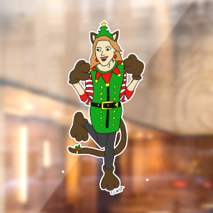 a Christmas catgirl Button