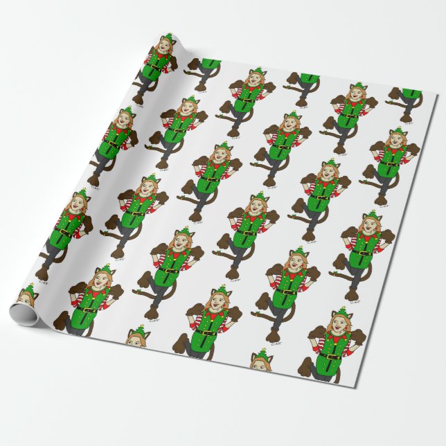 a Christmas catgirl  Button Wrapping Paper (Unrolled)
