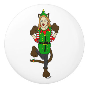 a Christmas catgirl    Ceramic Knob
