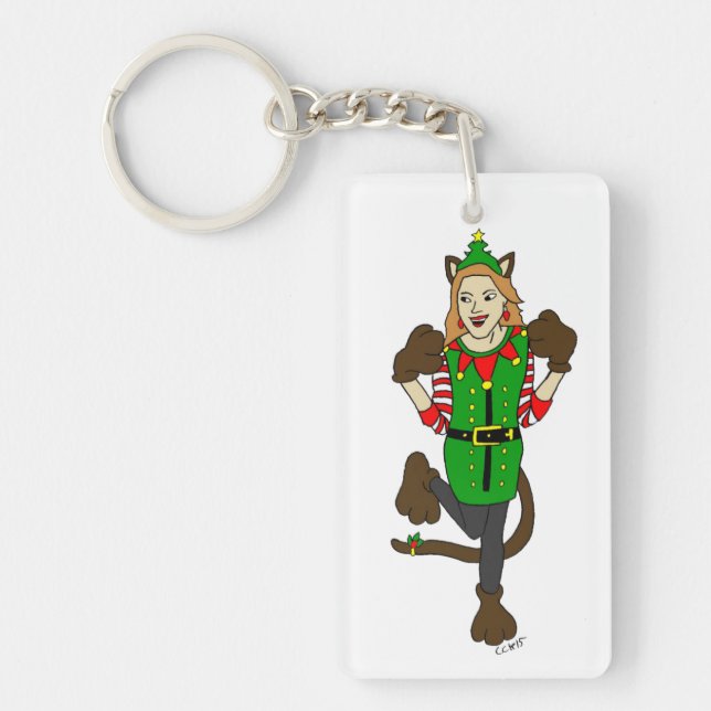 a Christmas catgirl   Keychain (Front)