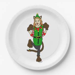 a Christmas catgirl Paper Plate