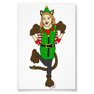 a Christmas catgirl Photo Print