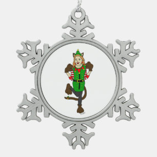 a Christmas catgirl Snowflake Pewter Christm Ornament